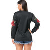 AZULINA Sweet Floral Applique Black Sweatshirt 2017 New Autumn Women Tunic Vintage Long Sleeve Pullover Casual O Neck Sweatshirt