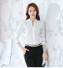 BEFORW Women Chiffon Blouses Summer Fashion White Pink Womens Clothing Tops Shirt Sexy V Neck Business Office Women Blouses