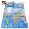 BeddingOutlet World Map Bedding Set Vivid Printed Blue Bed Cover Twill Cozy Home Textiles Multi Sizes 3pcs