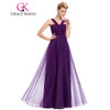 Grace Karin Evening Dress Soft Tulle Purple Elegant Long Formal Evening Gowns Backless Empire Waist Dinner Dresses Party Fashion Grace Karin Evening Dress Soft Tulle Purple Elegant Long Formal Evening Gowns Backless Empire Waist Dinner Dresses Party Fashion