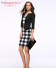Gift Sashes Womens Elegant Belted Tartan Wear to Work Business Dress Lady Autumn Long Sleeve Plaid Office Pencil Dress Plus Size