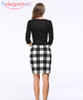 Gift Sashes Womens Elegant Belted Tartan Wear to Work Business Dress Lady Autumn Long Sleeve Plaid Office Pencil Dress Plus Size