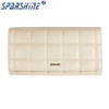 Genuine Leather Women Wallet Cowhide Purse Women Long Plaid Wallets Brand Designer Zipper Hasp Clutch Wallet Female Card Holder