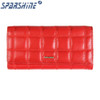 Genuine Leather Women Wallet Cowhide Purse Women Long Plaid Wallets Brand Designer Zipper Hasp Clutch Wallet Female Card Holder
