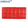 Genuine Leather Women Wallet Cowhide Purse Women Long Plaid Wallets Brand Designer Zipper Hasp Clutch Wallet Female Card Holder