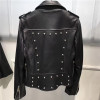 Genuine Leather Jacket Women Real Sheepskin Leather Jacket Rivet Motorcycle Biker Lady Coat Female Natural Sheep Leather Jacket