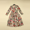 Dress 2016 Summer European New Fashion Women Long Sleeve Rose and Birds Print Elegant Above Knee High Quality Dress