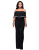 Adogirl Rompers Womens Jumpsuit Black Ruffles Jumpsuit Sexy Off Shoulder Slash Neck Bodysuit Women Cape Sexy Bodycon Jumpsuits
