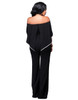 Adogirl Rompers Womens Jumpsuit Black Ruffles Jumpsuit Sexy Off Shoulder Slash Neck Bodysuit Women Cape Sexy Bodycon Jumpsuits