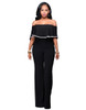 Adogirl Rompers Womens Jumpsuit Black Ruffles Jumpsuit Sexy Off Shoulder Slash Neck Bodysuit Women Cape Sexy Bodycon Jumpsuits