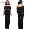 Adogirl Rompers Womens Jumpsuit Black Ruffles Jumpsuit Sexy Off Shoulder Slash Neck Bodysuit Women Cape Sexy Bodycon Jumpsuits