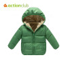 Actionclub Winter Thickening Children Clothing Cotton Hooded Baby Girls Boys Winter Outwear Pure Color Coat Kids Winter Clothing
