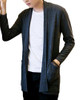 Acquaa Men Shawl Collar Open Front Pockets Casual Long Cardigan