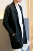 Acquaa Men Shawl Collar Open Front Pockets Casual Long Cardigan
