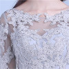 It's YiiYa New Lace Gray Half Sleeves Bow Illusion Flowers Knee Length Dinner Bridesmaids Dresses Party Short Formal Dress LX066