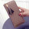ISKYBOB Women Long Wallet Lady Leather Wallet Clutch Checkbook Purse Tassel Purse Women Long Leather Wallet