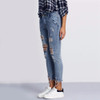 iSHINE 2017 NEW Boyfriend Casual Cool Jeans Slim women's Hole jeans pants Vintage Ripped Ankle-Length Mid Skinny Ankle torn tear