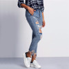 iSHINE 2017 NEW Boyfriend Casual Cool Jeans Slim women's Hole jeans pants Vintage Ripped Ankle-Length Mid Skinny Ankle torn tear