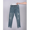 iSHINE 2017 NEW Boyfriend Casual Cool Jeans Slim women's Hole jeans pants Vintage Ripped Ankle-Length Mid Skinny Ankle torn tear