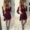 Irregular Long Sleeve New Arrivals Plaid Printed Fashion Mini Dress 2016 Sexy Women Dress V-neck Dress Vestidos No Belt 1041M