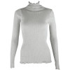 90%Natural Silk 10%Cotton Women pullovers Turtleneck rib knit shirt long sleeve Solid sweater Basic top 2016 Fall Winter
