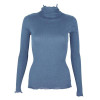 90%Natural Silk 10%Cotton Women pullovers Turtleneck rib knit shirt long sleeve Solid sweater Basic top 2016 Fall Winter
