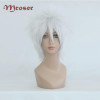 MCOSER 35cm Short Gin Tama-Sakata Gintoki Silvery White Anime Cosplay Costume Wig