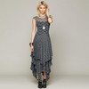 MCCKLE Women's Boho People Hippie Style Irregular Lace Dresses Sexy Long Dress Double Layered Ruffled Trimming Dress Clothing