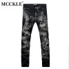 MCCKLE New Black Jeans Men 100% Cotton Dragon Pattern Brand Designer Mens Printed Jeans Slim Fit Denim Mens Jeans Joggers Q1413