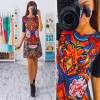 MCCKLE 2017 Women Dress Vintage Printed Short Sleeve Slim Party Dresses Vestidos Ladies Mini Fashion club dress