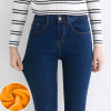 LinsDenim Woman Thick Velvet Warm Jeans Winter Elastic Skinny Denim Pants High Waist Jeans Female Stretch Pencil Pants For Women