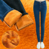 LinsDenim Woman Thick Velvet Warm Jeans Winter Elastic Skinny Denim Pants High Waist Jeans Female Stretch Pencil Pants For Women
