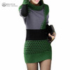 Stylish 2017 Women's Turtleneck Patchwork Mini Sweater Dress