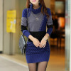 Stylish 2017 Women's Turtleneck Patchwork Mini Sweater Dress