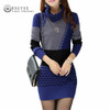 Stylish 2017 Women's Turtleneck Patchwork Mini Sweater Dress