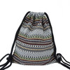 LilyHood Women's Boho Chic Aztec Fabric Drawstring Backpack