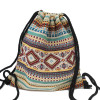 LilyHood Women's Boho Chic Aztec Fabric Drawstring Backpack