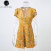 Lily Rosie Women's Boho Deep V-neck Summer Mini Dress