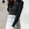 White Floral Embroidery Knitted Crop Top for Women - Autumn 2017