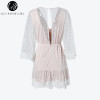 Lily Rosie Women's White Lace Mini Dress - Summer 2018 Style