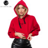 Lily Rosie Girl Red Letter Crop Sweatshirt for Women