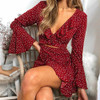 2018 Polka Dot Sexy Summer Dress Beach Irregular Bow Wrap Short Dress Women V Neck Long Sleeves Chiffon Dresses 2018 Polka Dot Sexy Summer Dress Beach Irregular Bow Wrap Short Dress Women V Neck Long Sleeves Chiffon Dresses
