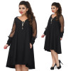 2018 Plus size women dress mesh sleeve party dress 5XL 6XL large size loose summer dress casual black dress female vestidos