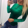 2018 Newly Velvet T-shirt Women's Spring Autumn T Shirts Tops Velvet T-shirt Long Sleeve Solid Button Women Tee Shirts GV508