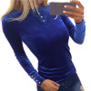 2018 Newly Velvet T-shirt Women's Spring Autumn T Shirts Tops Velvet T-shirt Long Sleeve Solid Button Women Tee Shirts GV508