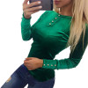 2018 Newly Velvet T-shirt Women's Spring Autumn T Shirts Tops Velvet T-shirt Long Sleeve Solid Button Women Tee Shirts GV508