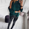 2018 New Women Fashion Open Shoulder Blouse Summer Long sleeve Ruffle Burgundy Pink Shirt Casual Loose Blouse Tops Blusas