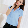 2018 New Summer Women Work Blouse And Shirt Office Lady Ruffle Sleeved V-neck Chiffon Blouse Fashion Slim Tops Plus Size S-XXXL