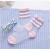 2018 new summer fashion socks wholesale transparent crystal Japanese glass wool socks socks three bars