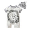 2018 New Summer Fashion Baby Boys Girls Clothes Short sleeved Cartoon lion Newborn Baby Romper Jumpsuit+Hat Infant Clothing Set